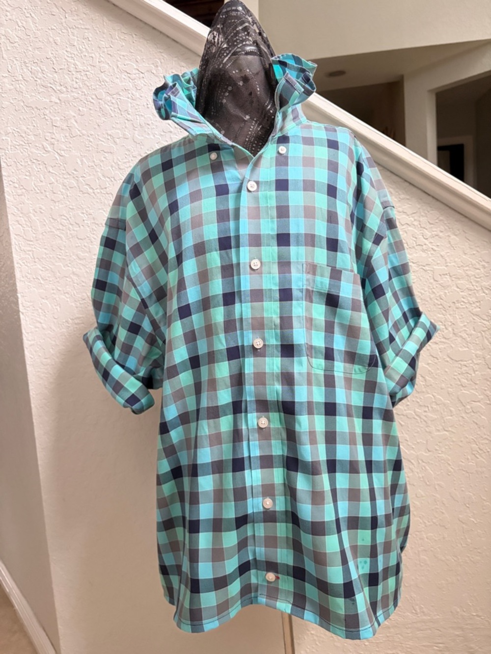 Daniel Cremieux Aqua and Navy Plaid Button-Up Shirt